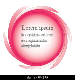Emblem. Creative, abstract, pink logo. Corporate identity. Isolated, white. Text. Vector Stock Vector