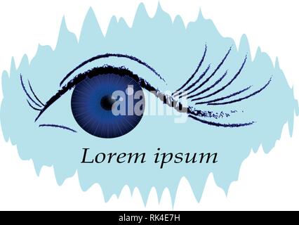 Flat illustration logo of an eye. Optics creative template,. Eye, lashes. Vector Stock Vector