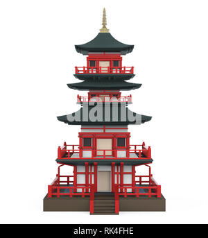 Japanese Pagoda Tower Isolated Stock Photo