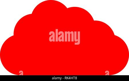 Cloud symbol icon - red simple, isolated - vector illustration Stock Vector