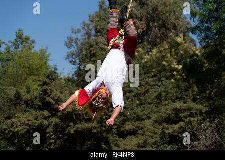 Voladores Ritual Performance Dance of Los Voladores the Totonac, performing ancient ritual Stock ...