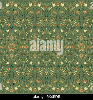 Seamless ethnic patterns for border. Repeated oriental motif for fabric or paper design. Colored frieze in Arabic style. Stock Vector