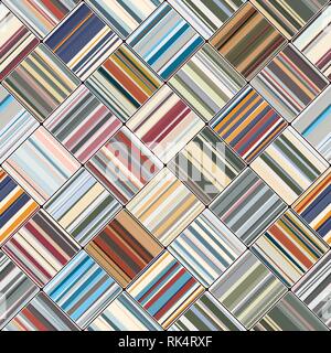 Multicolor carpet of striped cloth. Square seamless pattern in ethnic style. Vector illustration. Stock Vector