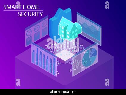 Smart home security concept. 3d isometric vector illustration. Stock Vector