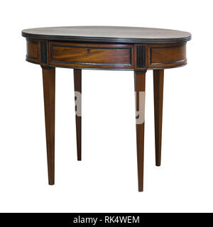 Vintage oval mahogany small hard wood table isolated on white Stock Photo