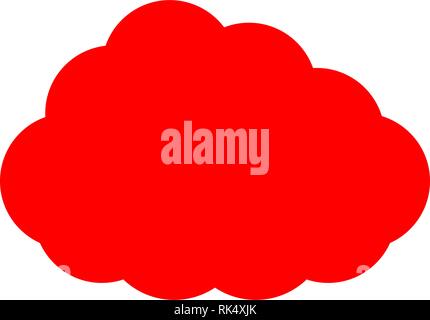 Cloud symbol icon - red simple, isolated - vector illustration Stock Vector