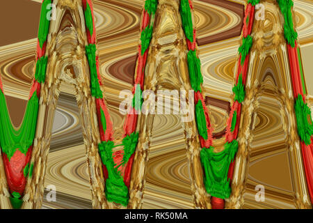 Image of a multicolored stained glass window with irregular block pattern in a hue of green, square format Stock Photo