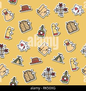 Colored Wild west concept icons pattern. Vector illustration, EPS 10 Stock Vector