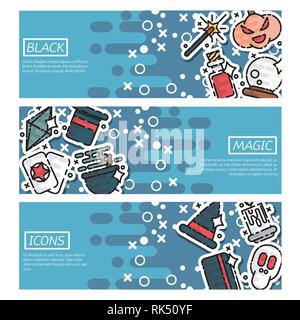 Set of Horizontal Banners about black magic. Trendy Simple vector symbol. Vector illustration, EPS 10 Stock Vector