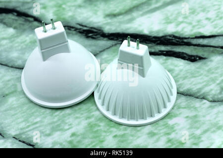 LED lamp closeup on white background Light-emitting diodes . Stock Photo