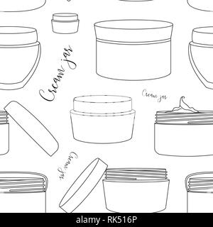 Cream jar pattern isolated on light background. Ideal for mock up packaging. Stock Vector