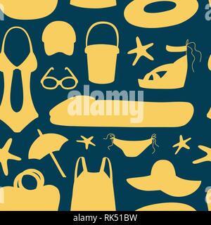 Summer and beach accessories pattern. Summertime lifestyle objects. Vector illustration, EPS 10 Stock Vector