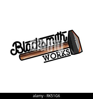 Color vintage blacksmith emblem. Vector illustration, EPS 10 Stock Vector