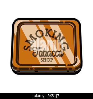 Color vintage tobacco shop emblem. Smoke shop. Gentleman club badge, tobacco retail symbol vector illustration. Stock Vector