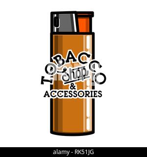 Color vintage tobacco shop emblem. Smoke shop. Gentleman club badge, tobacco retail symbol vector illustration. Stock Vector
