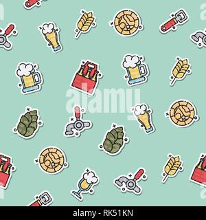 Colored brewing pattern. Use as pub or brewery promotion design. Vector illustration, EPS 10 Stock Vector