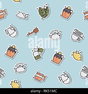 Tea concept icons pattern . Tea ceremony. Vector illustration, EPS 10 Stock Vector