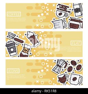 Set of Horizontal Banners about coffee. Vector illustration, EPS 10 Stock Vector