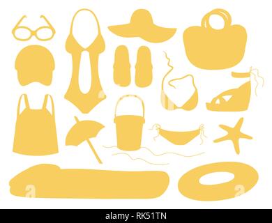Summer and beach accessories. Summertime lifestyle objects. Vector illustration, EPS 10 Stock Vector