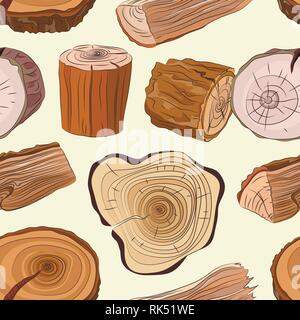 Wood stumps vector set pattern. Vector illustration, EPS 10 Stock Vector
