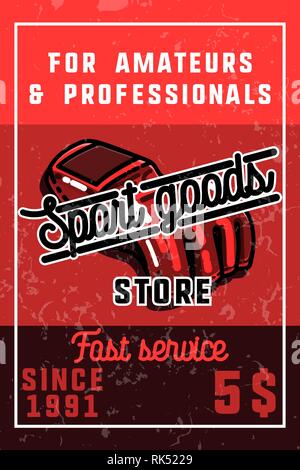 Color vintage sport goods banner. Healthy lifestyle tools, elements. Vector illustration, EPS 10 Stock Vector