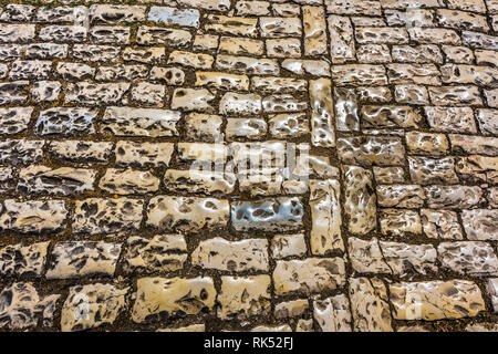 Detailed view of street in Berat Old Town, cobblestones Background,  UNESCO World Heritage Site, Albania, Europe Stock Photo