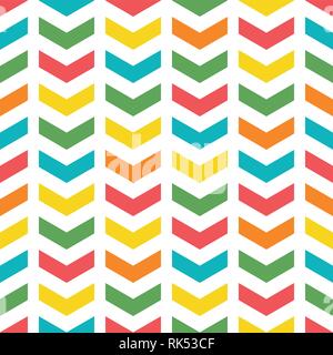 Vector colorful arrow repeat seamless pattern. Pink, orange, blue green and yellow arrows. Stock Vector