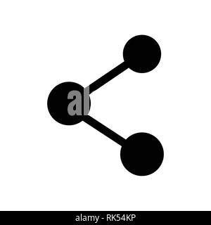 Vector illustration share icon isolated on white background. Connection round black and white symbol, sign. Stock Vector