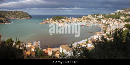Mallorca - The Port de Soller panorama. Stock Photo