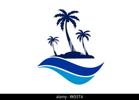 abstract archipelago island vector logo icon for tour brand Stock Photo