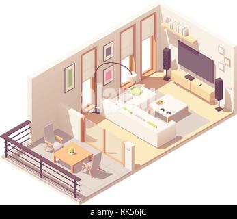 Vector isometric balcony with outdoor furniture Stock Vector Image ...