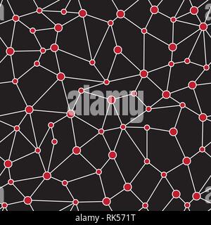 Abstract Connections Seamless Pattern on Black. Geometric Structure Stock Vector
