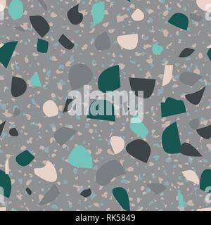 Terrazzo colorful seamless pattern Abstract repeat background Art design for textile print, tile, wallpaper, ceramic, branding conept, home decor Stock Vector
