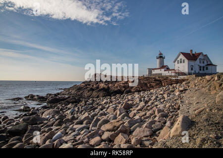 Eastern Point Lighthouse in Gloucester, MA Stock Photo