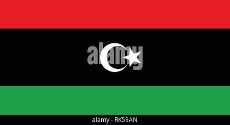 Vector illustration Libya flag icon isolated on white background. Rectangle national flag of Libya. Flag button Stock Vector