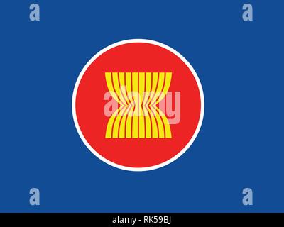 ASEAN flag vector. Association of Southeast Asian Nations Stock Vector