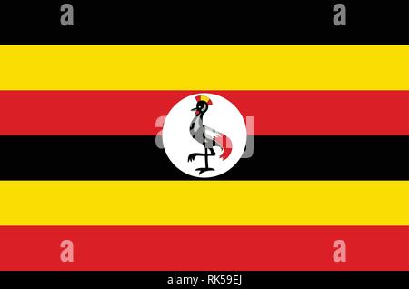 Vector illustration Uganda flag icon isolated on white background. Rectangle national flag of Uganda. Flag button Stock Vector