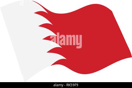 Vector illustration waving flag of Bahrain icon. Barhrain flag button isolated on white background Stock Vector