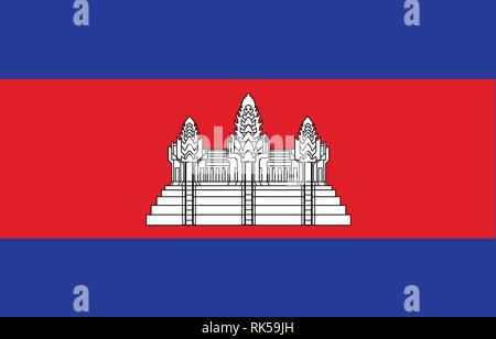 Vector flag of Cambodia. National flag of Cambodia Kingdom button Stock Vector