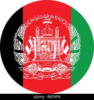 Round Afganistan flag vector icon. National flag of Afganistan Stock Vector