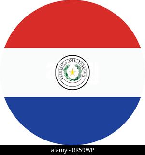 Vector icon flag of Paraguay. Republic of Paraguay flag button Stock Vector