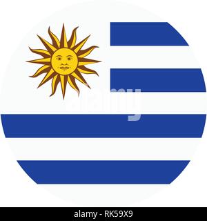 Vector  round flag Oriental Republic of Uruguay.  National Uruguay flag button Stock Vector