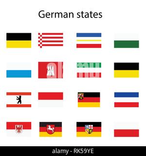 Emblems, flags of german federal lands,state isolated Stock Vector