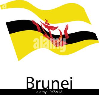 Vector illustration waving flag of Brunei icon. Brunei flag button isolated on white background Stock Vector