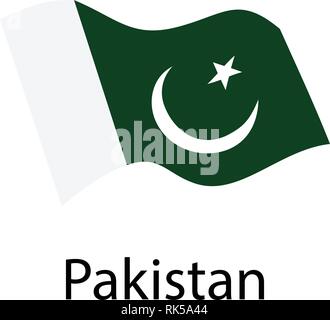 Flag of Pakistan. Waving flag of Islamic Republic of Pakistan. Flowing flag of Pakistan. Stock Vector