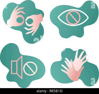 Sign language,blind, deaf, disabled icon, Web, Accessibility, Application Icons, vector set Stock Vector
