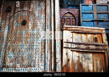 The Splendor Of Old Doors  Beautiful Moroccan old door. Marrakesh, Morocco. Stock Photo