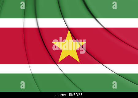 3D Flag of Suriname. 3D Illustration. Stock Photo