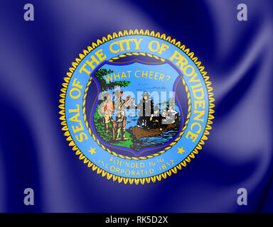 3D Flag of Providence (Rhode Island), USA. 3D Illustration. Stock Photo