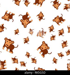Monkey seamless pattern. Vector illustration in cartoon style. Stock Vector